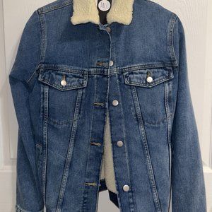 Women's Size 4 BooHoo Tall Fully Borg Lined Denim Jacket New w/Tags 100% cotton